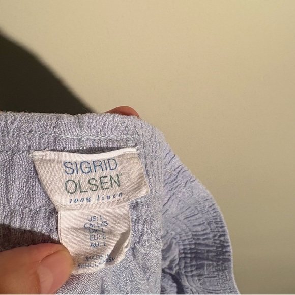 Sigrid Olsen Linen Periwinkle Cropped Pants - Picture 6 of 7